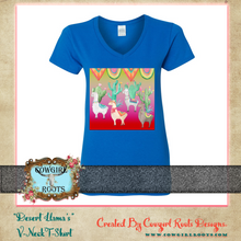 Load image into Gallery viewer, Desert Llama V-Neck Cotton T-Shirts
