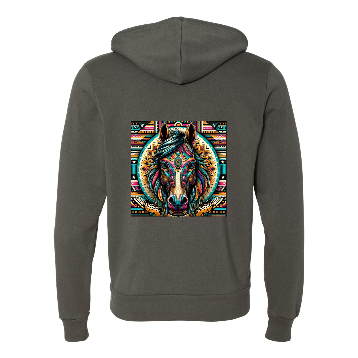 Tribal Horse Dusty Zip-Up Front Pocket Hooded Sweatshirts