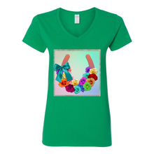 Load image into Gallery viewer, Luck Roses V-Neck Cotton T-Shirts

