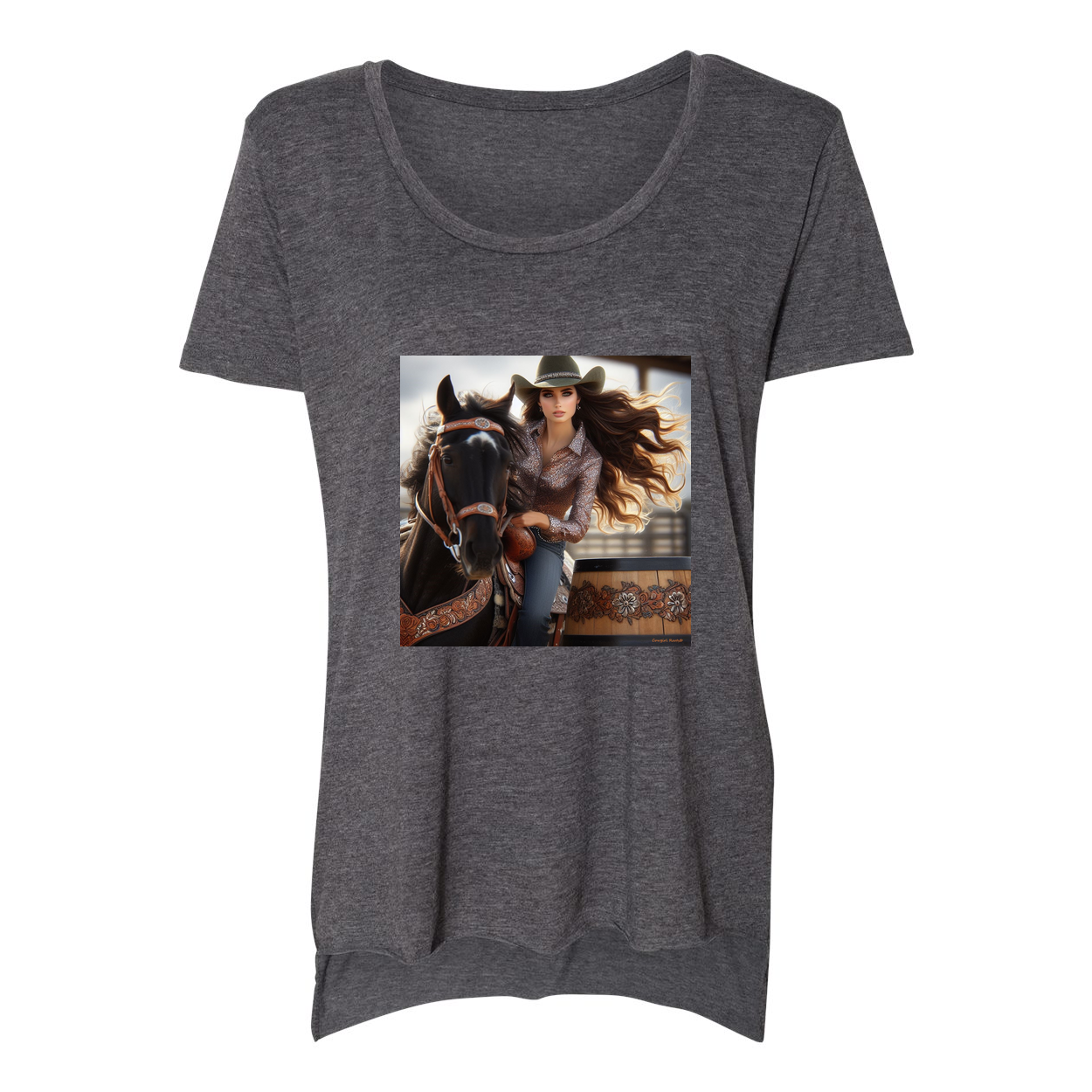 Rodeo Barrel Racer Scoop Neck T Shirt