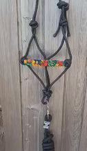Load and play video in Gallery viewer, Cowgirl Roots™  Hawaiian Hibiscus Paradise, Beaded Rope Horse Halter, with Lead Rope, Horse and Pony
