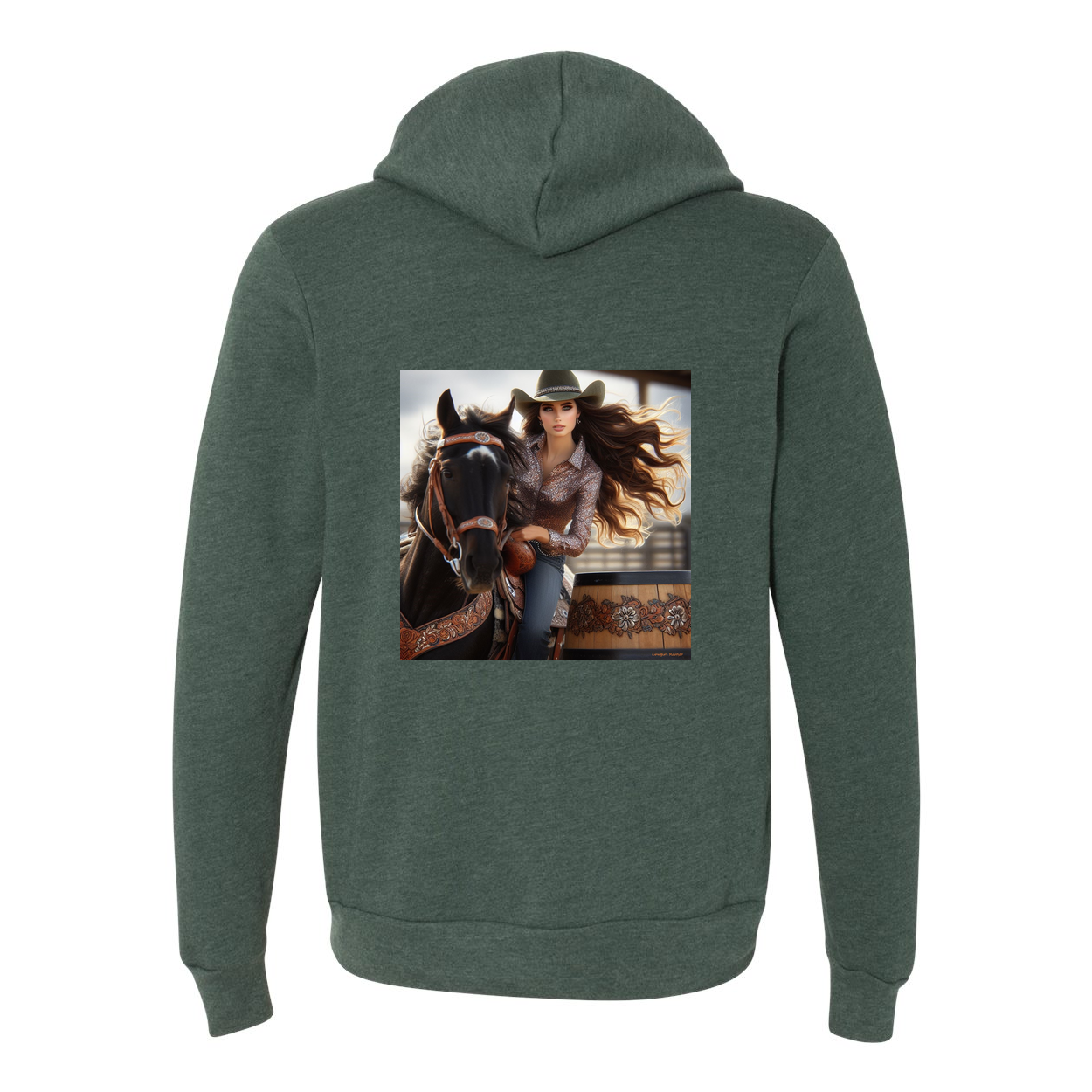 Rodeo Barrel Racer Zip-Up Front Pocket Hooded Sweatshirt