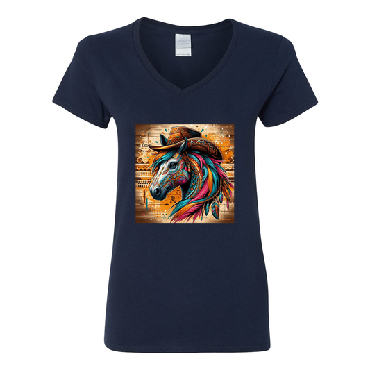 Tribal Horse Cowboy Gus V Neck T Shirts