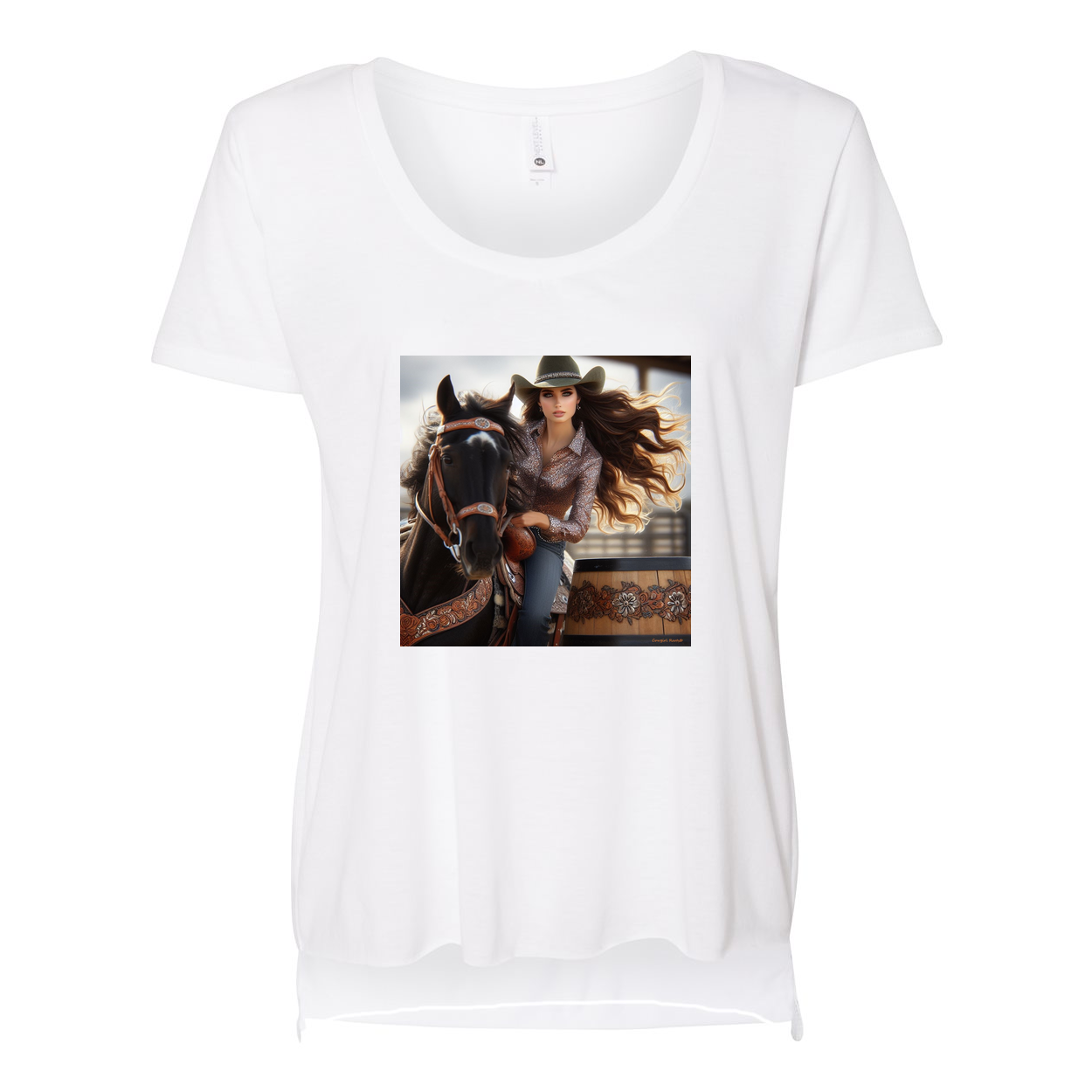 Rodeo Barrel Racer Scoop Neck T Shirt