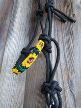 Load image into Gallery viewer, Sunflower Hand Beaded Rope Halter in Black with Lead Rope For Horse and Pony
