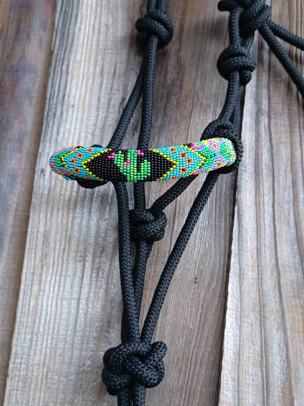 Cactus Cutie Hand Beaded Rope Halter with Lead Rope For Horse and Pony
