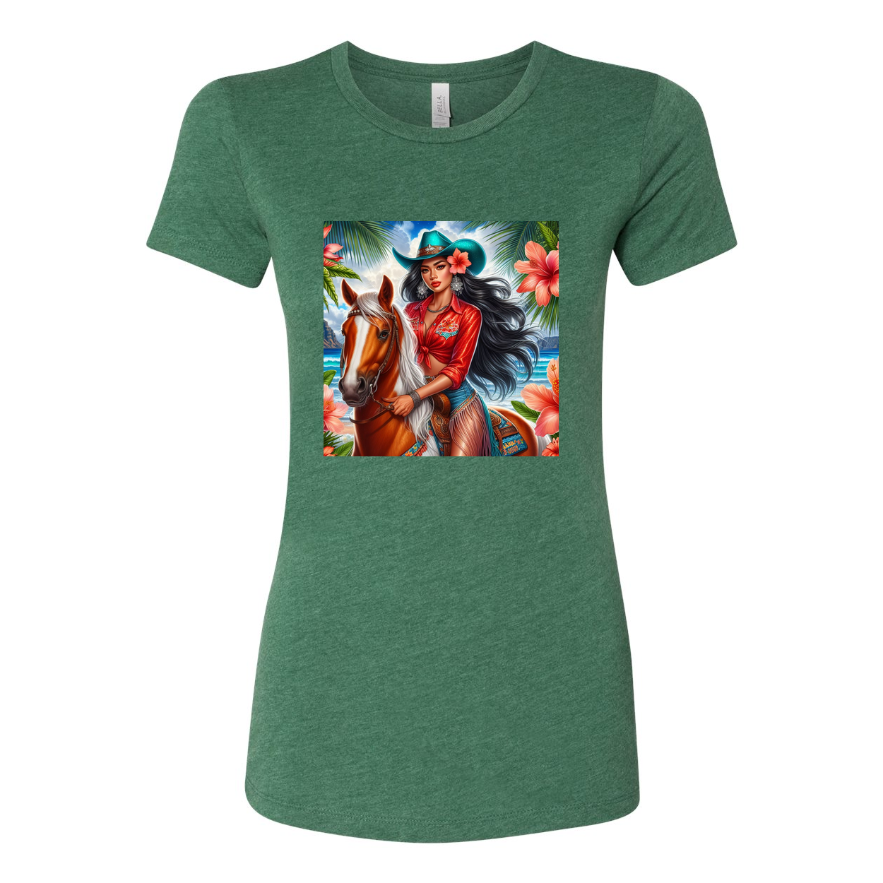 Hawaiian Cowgirl on Horse Favorite T Shirts