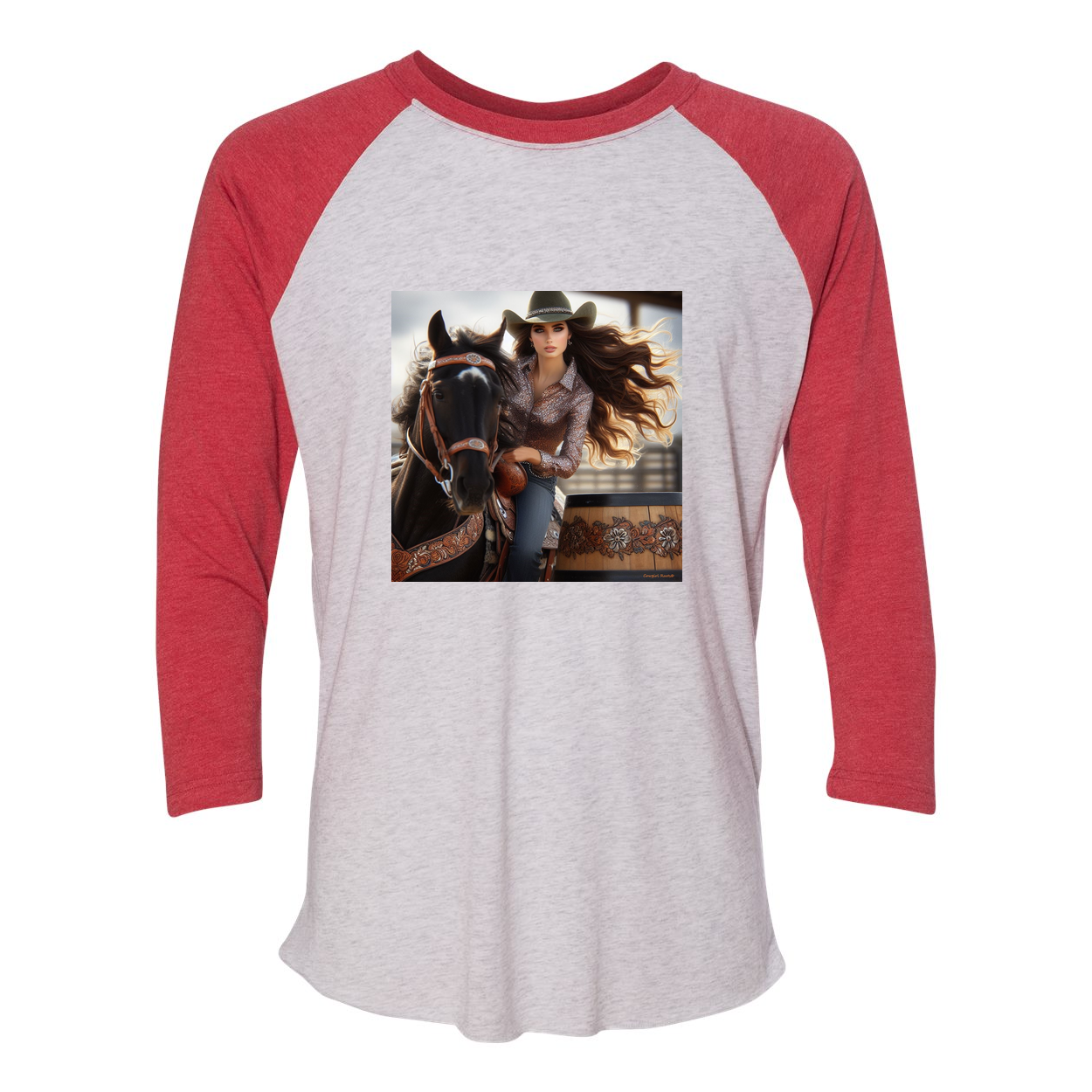 Rodeo Barrel Racer 3 4 Sleeve Raglan T Shirt