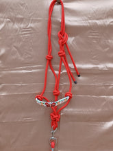 Load image into Gallery viewer, Mariposa Butterfly Love in Red Hand Beaded Rope Halter with Lead Rope For Horse and Pony
