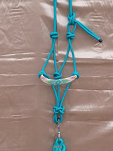 Load image into Gallery viewer, Mad Hatter Tribal Hand Beaded Turquoise Rope Halter with Lead Rope For Horse or Pony
