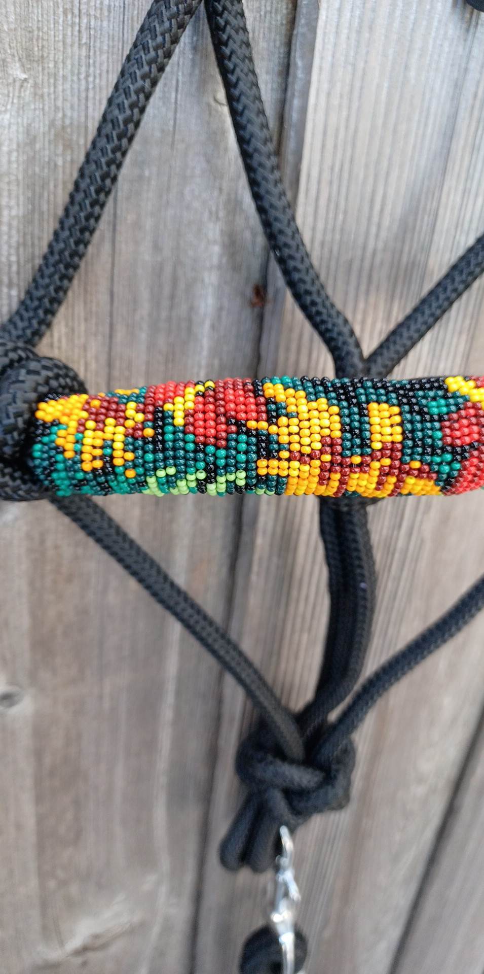 Hawaiian Hibiscus Paradise Beaded Rope Horse and Pony Halters with Lead