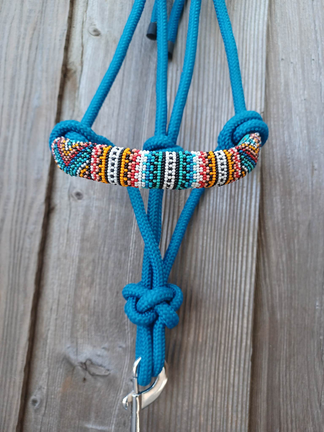 Cowgirl Roots™  Serape Warrior, Beaded Rope Horse Halter, with Lead Rope, Horse and Pony Blueer, with Lead Rope, Horse and Pony