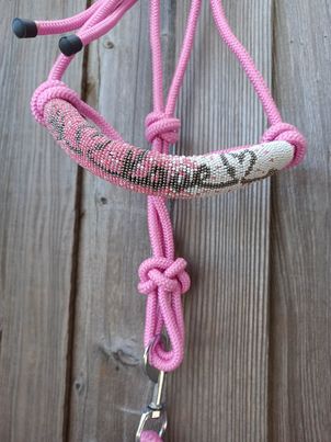 Cowgirl Roots™  Love Arrow Pink, Beaded Rope Horse Halter, with Lead Rope, Horse and Pony