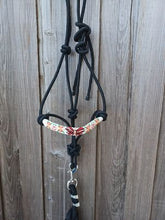 Load image into Gallery viewer, Mariposa Butterfly Love in Black Hand Beaded Rope Halter with Lead Rope For Horse or Pony

