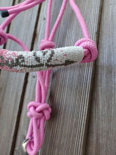 Load image into Gallery viewer, Arrow Love Hand Beaded Rope Halters in Pink with Lead Rope
