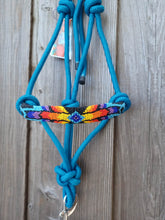 Load image into Gallery viewer, Cowgirl Roots™ Feather Arrows, Beaded Rope Horse Halter, with Lead Rope, Horse and Pony Blue
