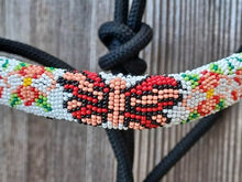 Load image into Gallery viewer, Cowgirl Roots™ Mariposa Butterfly, Beaded Rope Horse Halter, with Lead Rope, Horse and Pony Black
