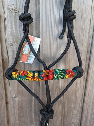 Hawaiian Hibiscus Paradise Beaded Rope Horse and Pony Halters with Lead