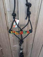 Load image into Gallery viewer, Cowgirl Roots™  Hawaiian Hibiscus Paradise, Beaded Rope Horse Halter, with Lead Rope, Horse and Pony
