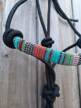 Load image into Gallery viewer, Royal Teal Tsarina Sassy Serape Hand Beaded Rope Halter with Lead Rope For Horse and Pony
