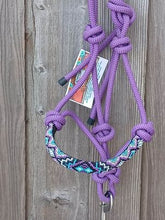Load image into Gallery viewer, Cowgirl Roots™  Purple South Western Tribal, Beaded Rope Horse Halter, with Lead Rope, Horse and Pony
