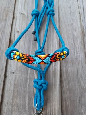 Hal Hand Beaded Rope Halter with Lead Rope For Horse and Pony