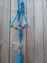 Load image into Gallery viewer, Hal Hand Beaded Rope Halter with Lead Rope For Horse and Pony
