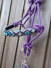 Load image into Gallery viewer, Kimberly Royal Tribal Hand Beaded Purple Horse Rope Halter with Lead Rope For Horse and Pony
