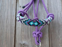 Load image into Gallery viewer, Kimberly Royal Tribal Hand Beaded Purple Horse Rope Halter with Lead Rope For Horse and Pony
