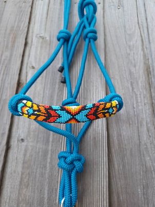 Feather Arrows Beaded Rope Horse and Pony Halters with Lead