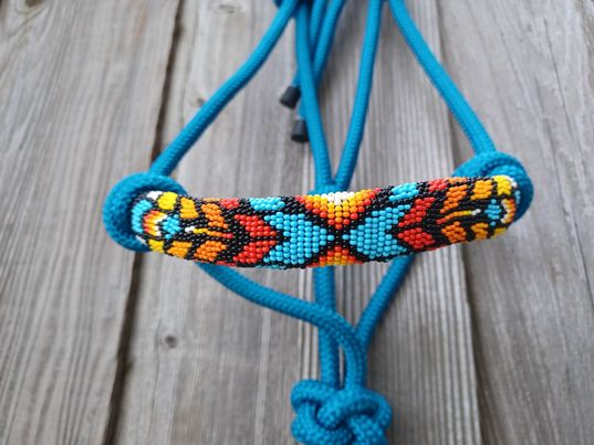 Feather Arrows Beaded Rope Horse and Pony Halters with Lead