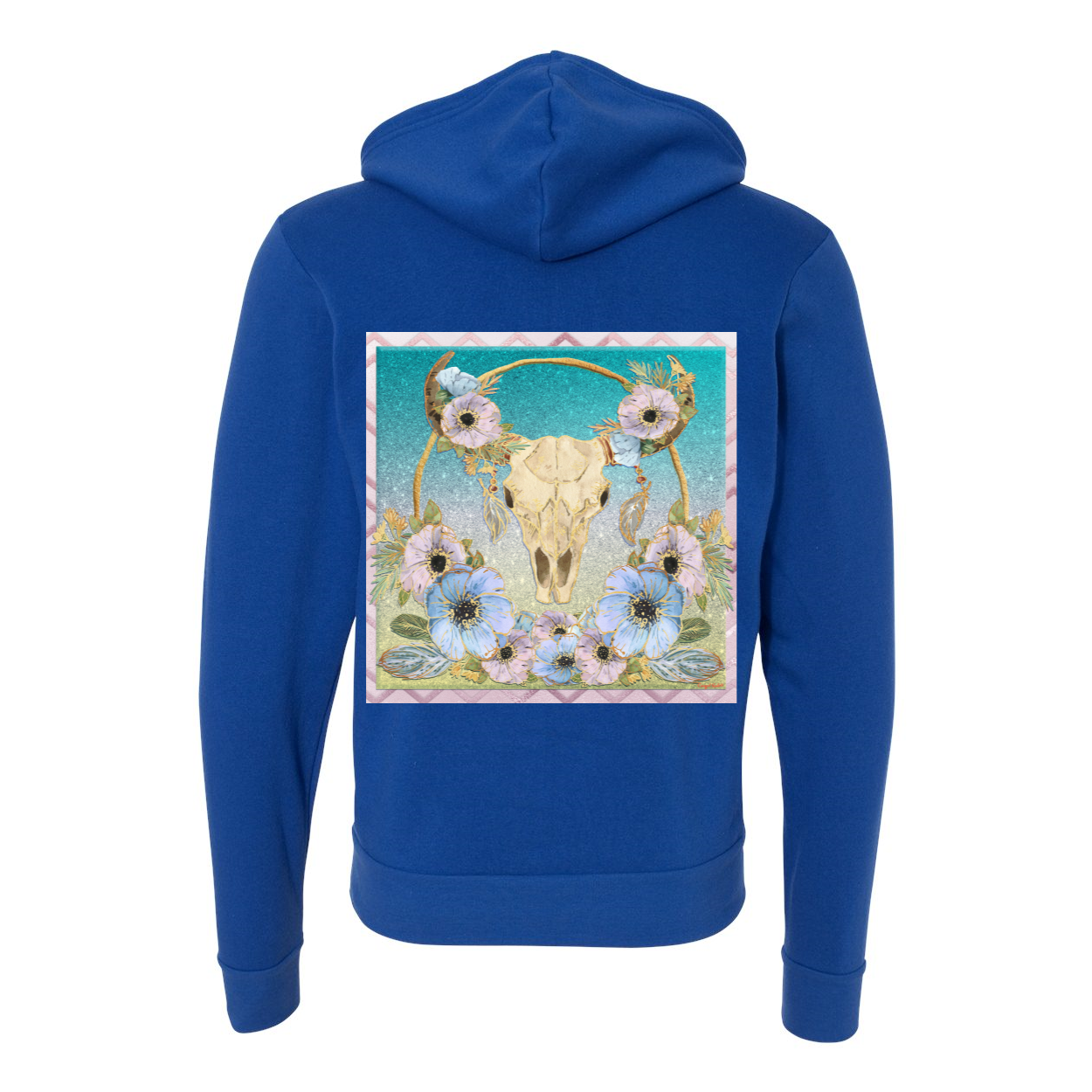 Cowgirl Roots™ Bohemian Longhorn, Zip-Up Front Pocket Hooded Sweatshirts