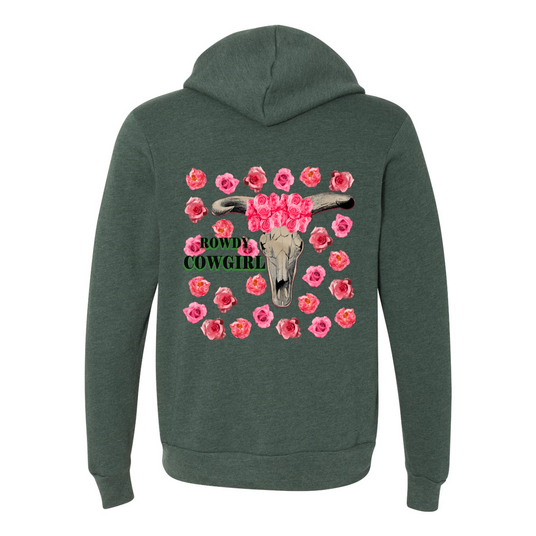 Rowdy Cowgirl Full-Zip Up Hooded Sweatshirts with Pockets