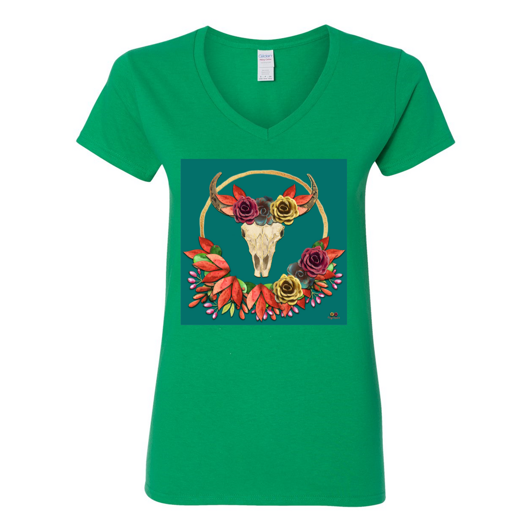 Steer Into Fall V-Neck Cotton T-Shirts