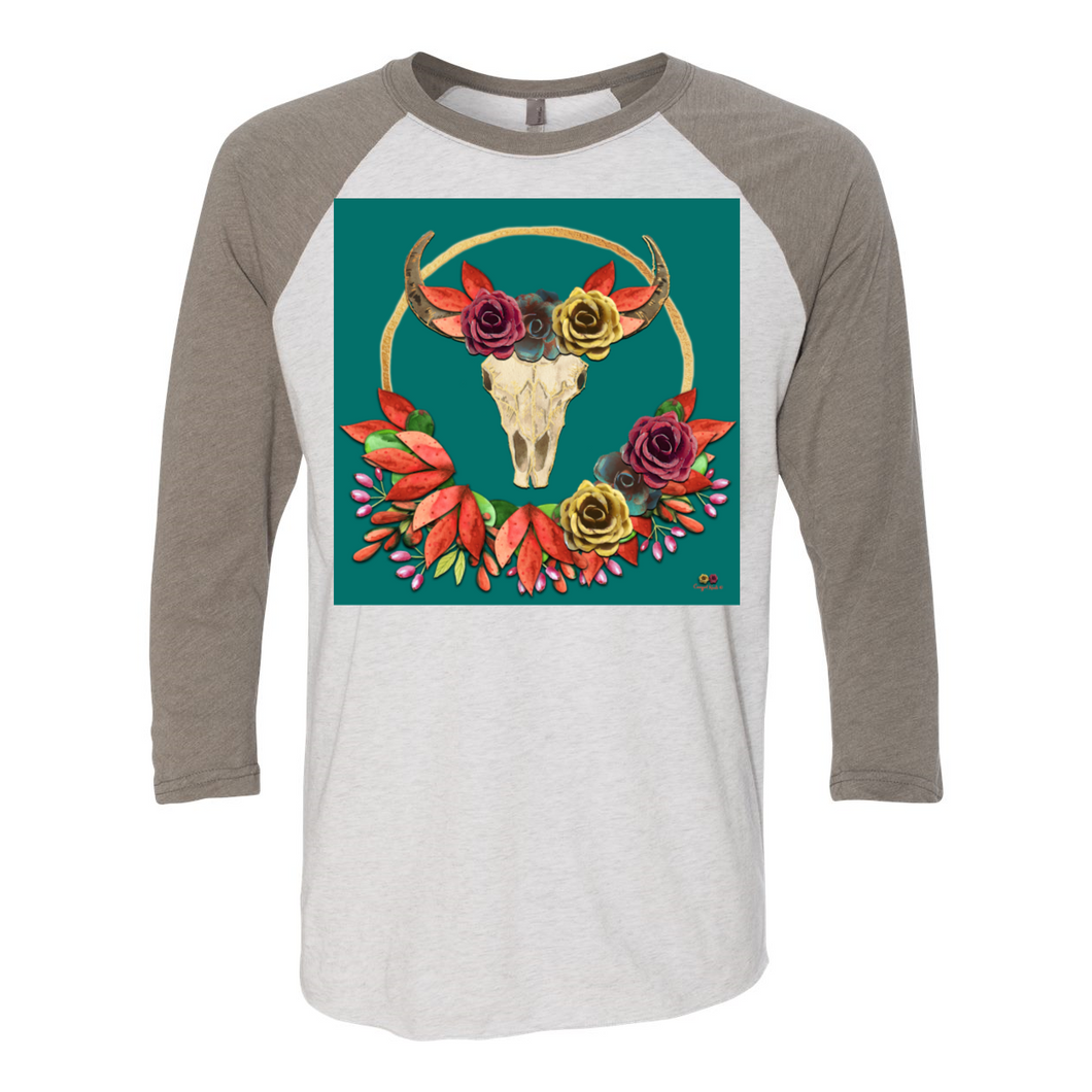 Steer Into Fall Three Quarter 3/4 Sleeve Raglan T Shirts