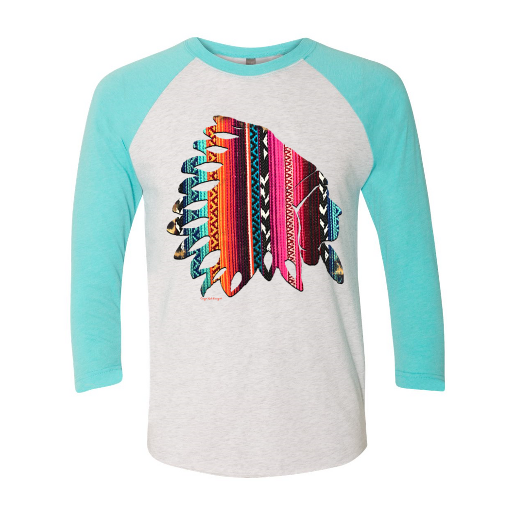 Cowgirl Roots™ The Chief, Serape and Leopard Print 3 4 T Shirt