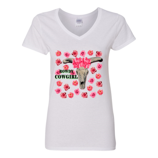 Cowgirl Roots™ Rowdy Cowgirl V-Neck T-Shirts