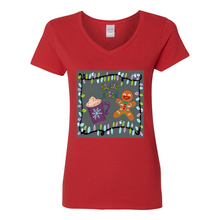 Load image into Gallery viewer, Holiday Cheer V-Neck Cotton T-Shirts
