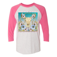 Load image into Gallery viewer, Cowgirl Roots™ Bohemian Longhorn 3 4 Sleeve Raglan T Shirt
