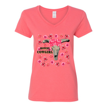 Load image into Gallery viewer, Rowdy Cowgirl V-Neck Cotton T-Shirts
