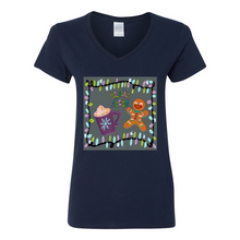 Load image into Gallery viewer, Holiday Cheer V-Neck Cotton T-Shirts
