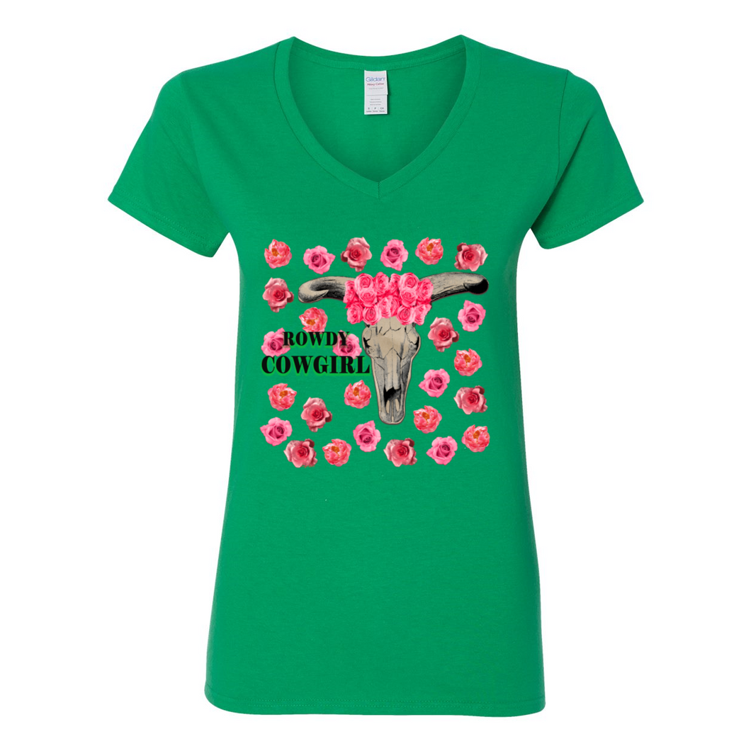 Rowdy Cowgirl V-Neck Cotton T-Shirts