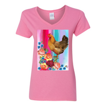 Load image into Gallery viewer, Rose&#39;s Hen V-Neck Cotton T-Shirts
