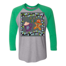 Load image into Gallery viewer, Holiday Cheer 3/4 sleeve Raglan T Shirts
