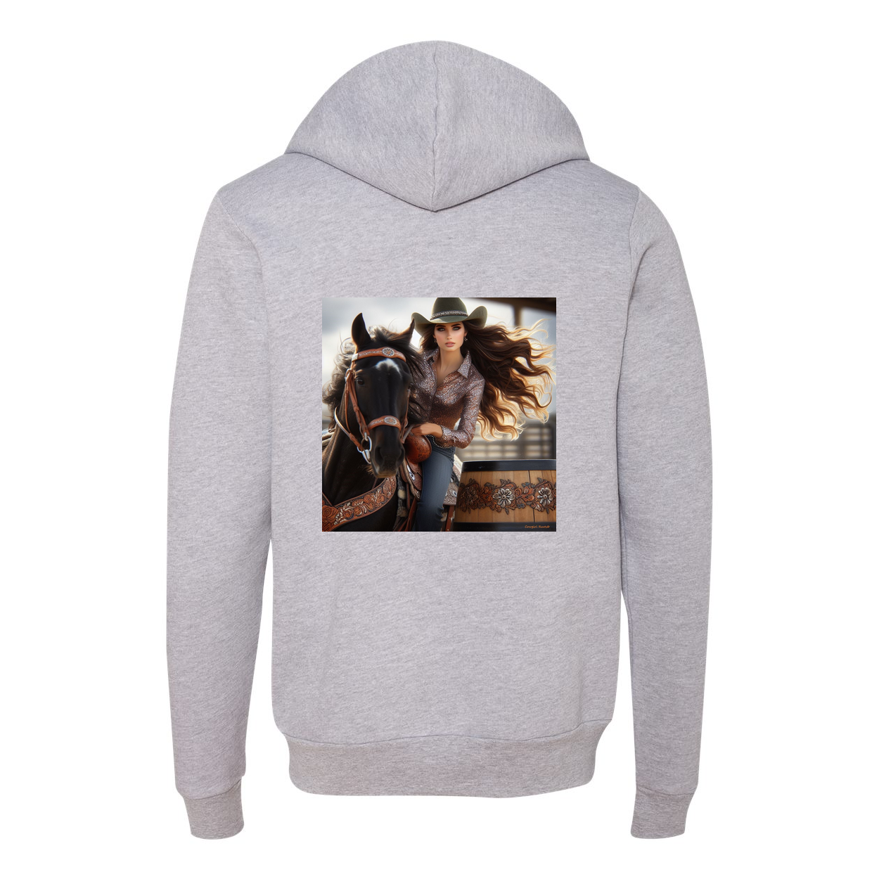 Rodeo Barrel Racer Zip-Up Front Pocket Hooded Sweatshirt