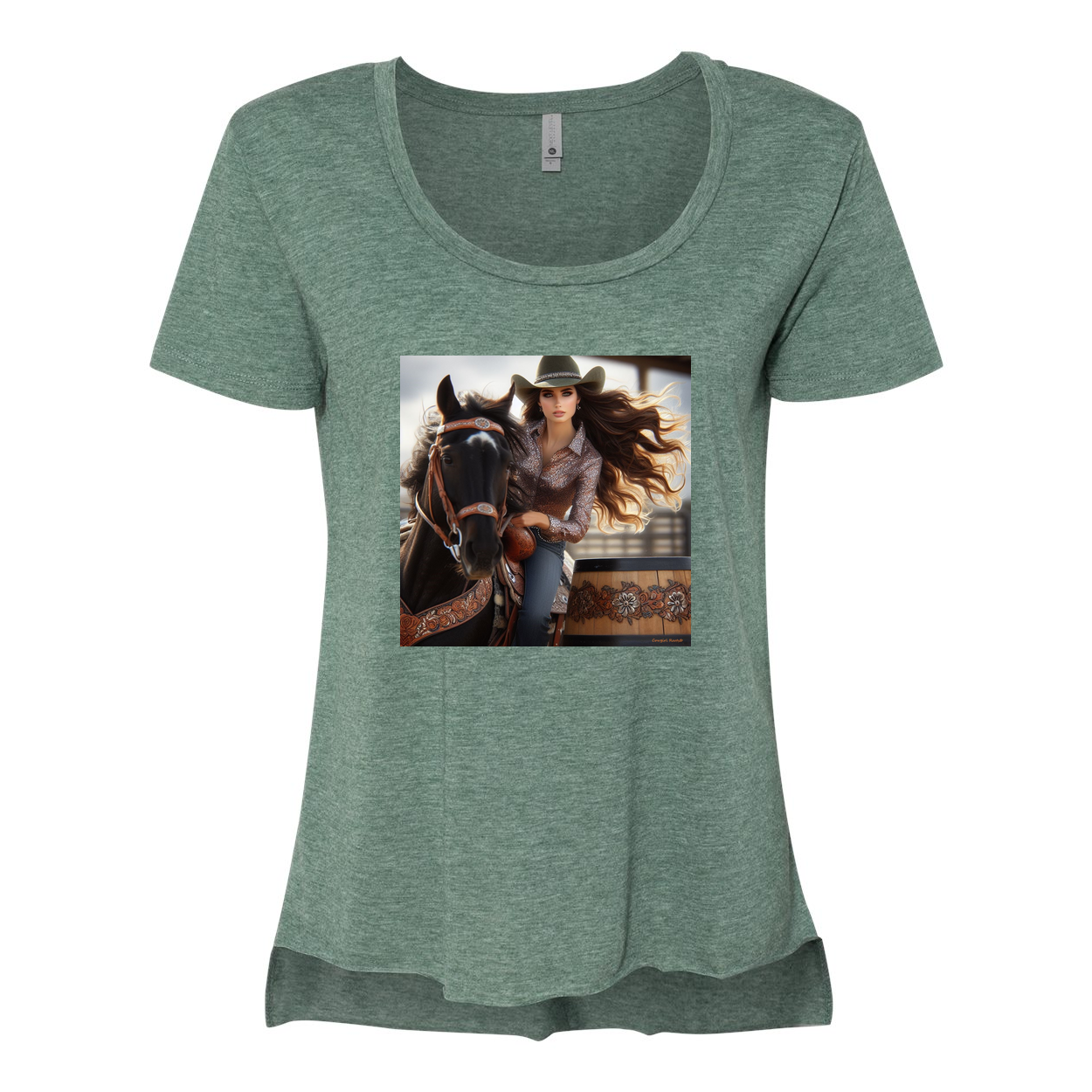 Rodeo Barrel Racer Scoop Neck T Shirt