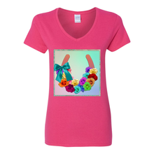 Load image into Gallery viewer, Luck Roses V-Neck Cotton T-Shirts
