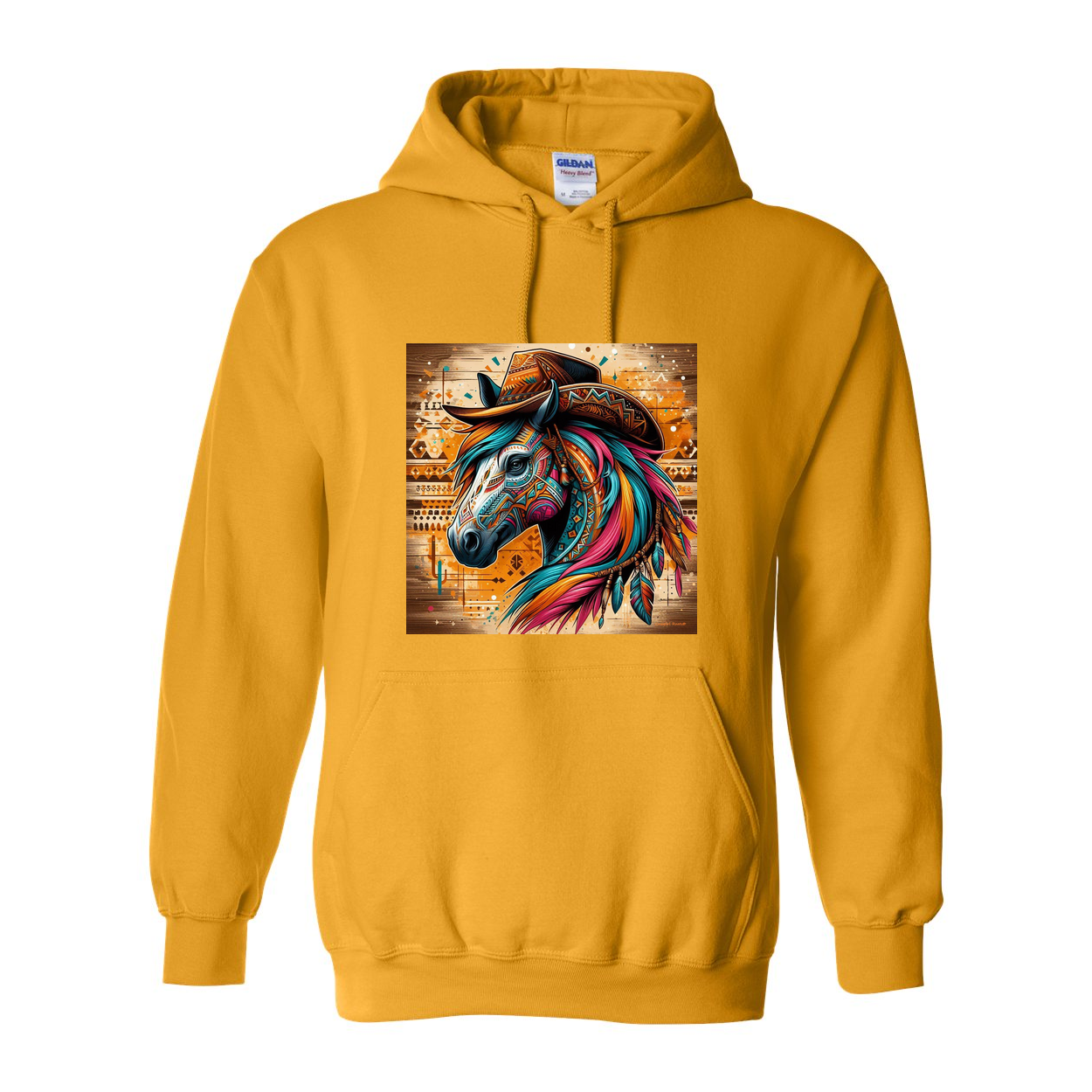 Tribal Horse Cowboy Gus Pull Over Front Pocket Hoodies