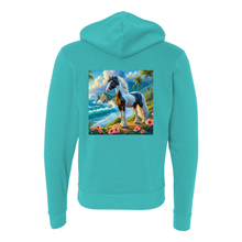 Load image into Gallery viewer, Tropical Black and White Paint Horse Zip-Up Front Pocket Hooded Sweatshirts
