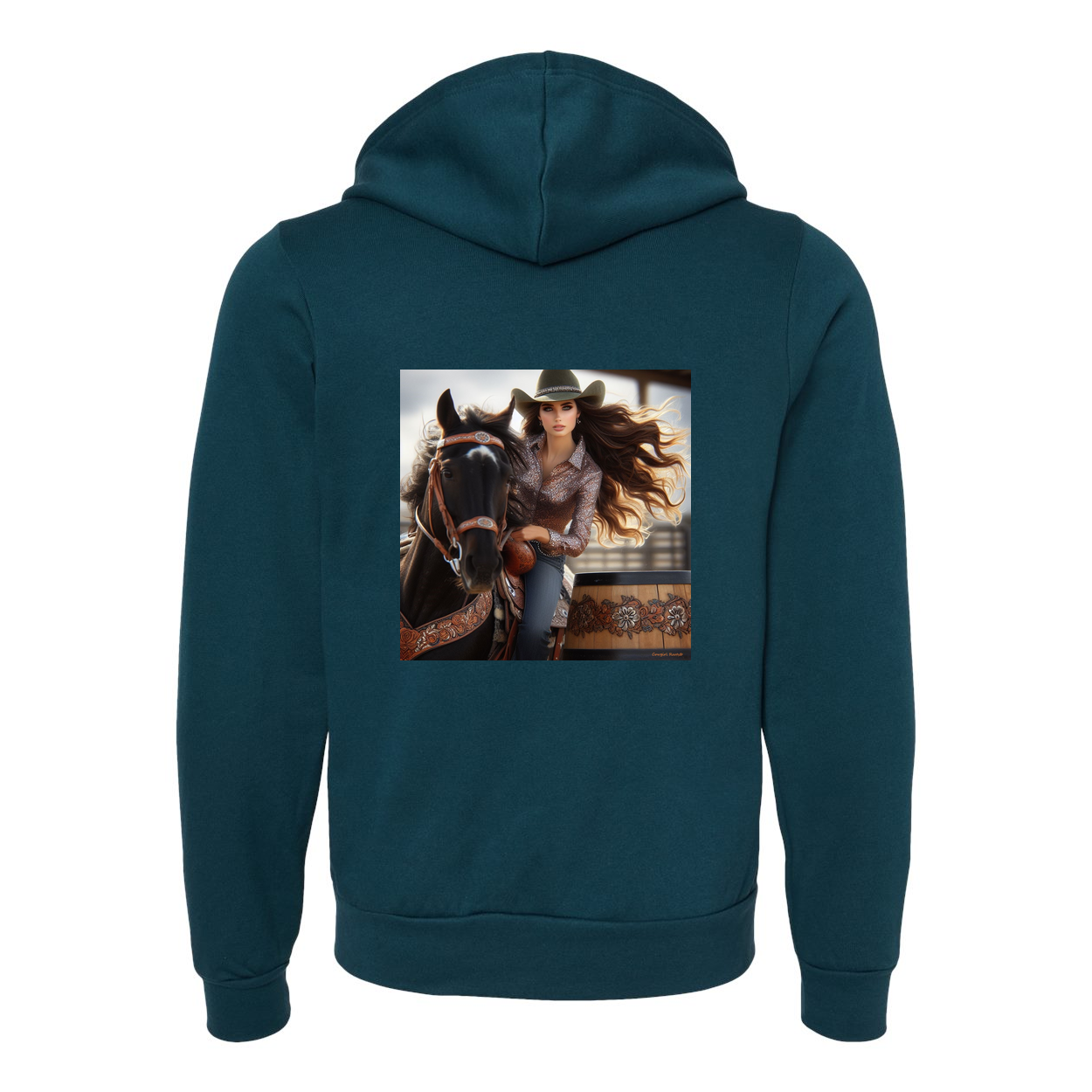 Rodeo Barrel Racer Zip-Up Front Pocket Hooded Sweatshirt